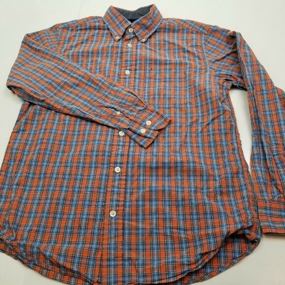 Tommy Hilfiger Long-Sleeve Button Down Shirt Color: Orange & Blue Size Small - Picture 4 of 9